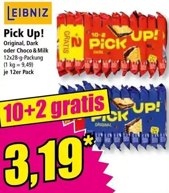 Norma LEIBNIZ Pick Up! Original, Dark oder Choco & Milk 12x28-g-Packung (1 kg = 9,49) je 12er Pack Angebot