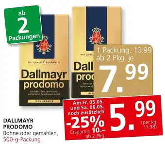 SPAR Gourmet Dallmayr Prodomo Bohne oder gemahlen, 500-g-Packung Angebot