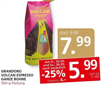 SPAR Gourmet GRANDORO VOLCAN ESPRESSO GANZE BOHNE 500-g-Packung Angebot