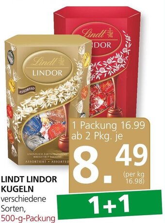 SPAR Gourmet LINDT LINDOR KUGELN verschiedene Sorten, 500-g-Packung Angebot