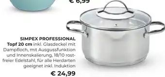 Interspar SIMPEX PROFESSIONAL Topf 20 SIMPEX PROFESSIONAL Topf 20 cm inkl. Glasdeckel mit Dampfloch, mit Ausgussfunktion Angebot
