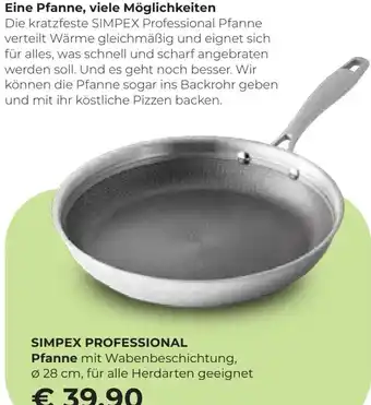 Interspar SIMPEX PROFESSIONAL Pfanne mit Wabenbeschichtung, Ø 28 cm, für alle Herdarten geeignet Angebot