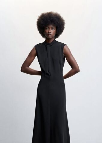 Mango Langes kleid mit schleife Angebot