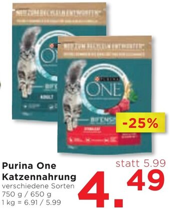 Unimarkt Purina One Katzennahrung verschiedene Sorten 750 g / 650 g Angebot