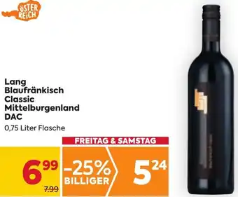 Billa Lang Blaufränkisch Classic Mittelburgenland DAC 0,75 Liter Flasche Angebot