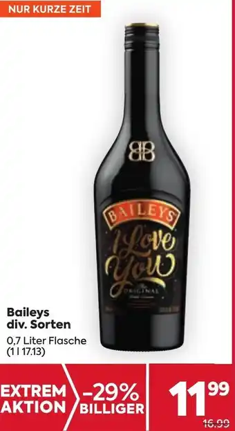 Billa Baileys div. Sorten 0,7 Liter Flasche (11 17.13) Angebot