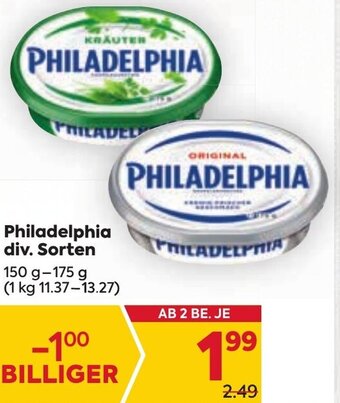Billa Philadelphia div. Sorten 150 g- 175 g Angebot