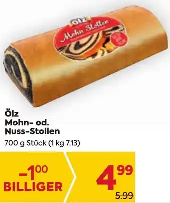 Billa Ölz Mohn- od. Nuss-Stollen 700 g Stück (1 kg 7.13) Angebot
