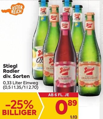 Billa Stiegl Radler div. Sorten 0,33 Liter Angebot