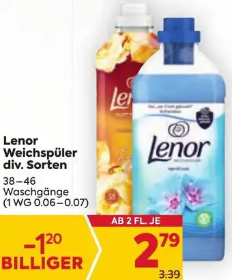 Billa Lenor Weichspüler div. Sorten 38-46 Waschgänge (1 WG 0.06-0.07) Angebot