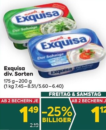 Billa Exquisa div. Sorten 175 g- 200 g Angebot