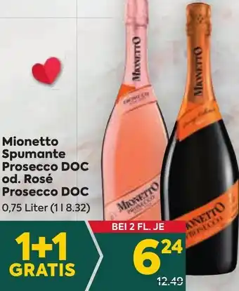 Billa Mionetto Spumante Prosecco DOC od. Rosé Prosecco DOC 0,75 Liter (11 8.32) Angebot