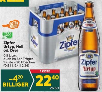 Billa Zipfer Urtyp, Hell od. Drei 0,5 Liter, Angebot