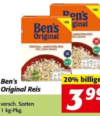 Nah&Frisch Ben's Original Reis versch. Sorten 1 kg-Pkg. Angebot