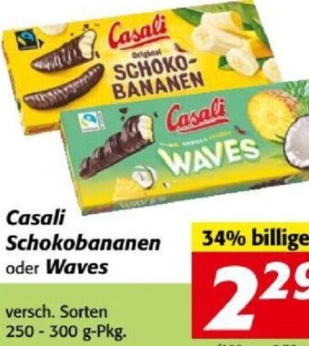 Nah&Frisch Casali Schokobananen oder Waves versch. Sorten 250-300 g-Pkg. Angebot