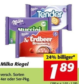 Nah&Frisch Milka Riegel versch. Sorten 4er oder 5er-Pkg. Angebot