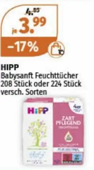 Müller HIPP Babysanft Feuchttücher 208 Stück oder 224 Stück versch. Sorten Angebot