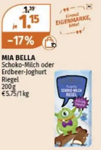 Müller MIA BELLA Schoko-Milch oder Erdbeer-Joghurt Riegel 200 g Angebot