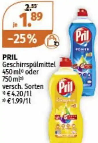 Müller PRIL Geschirrspülmittel 450 ml" oder 750 ml Angebot