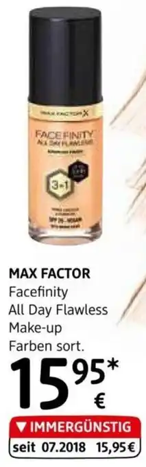 dm MAX FACTOR Facefinity All Day Flawless Make-up Farben sort. Angebot