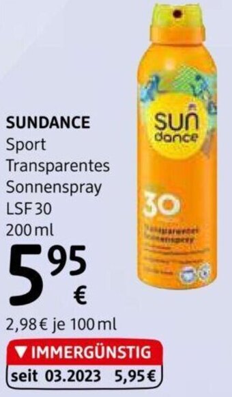 dm SUNDANCE Sport Transparentes Sonnenspray LSF 30 200 ml Angebot