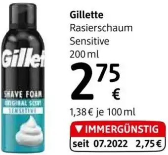 dm Gillette Rasierschaum Sensitive 200 ml Angebot