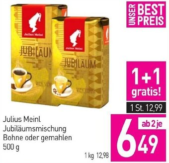 Sutterlüty Julius Meinl Jubiläumsmischung Bohne oder gemahlen 500 g Angebot