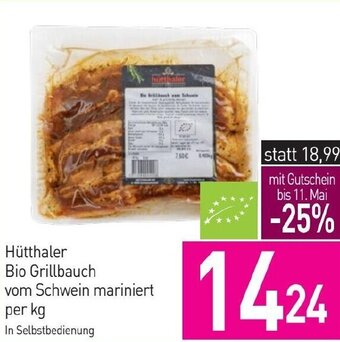 Sutterlüty Hütthaler Bio Grillbauch vom Schwein mariniert per kg Angebot