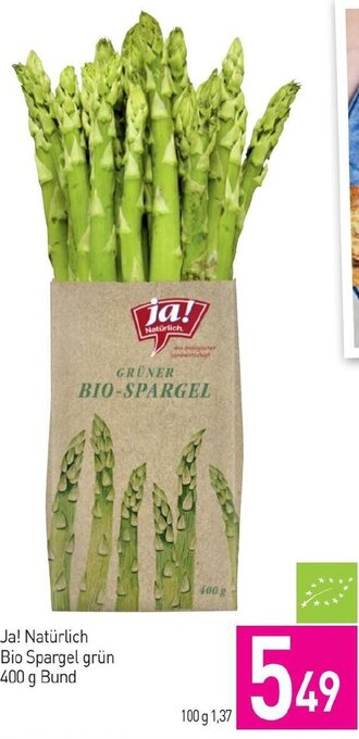 Sutterlüty Ja! Natürlich Bio Spargel grün 400 g Bund Angebot