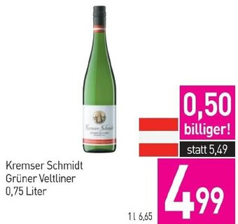 Sutterlüty Kremser Schmidt Grüner Veltliner 0,75 Liter Angebot