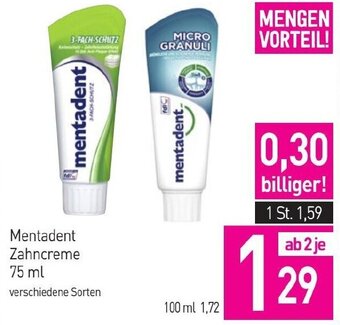 Sutterlüty Mentadent Zahncreme 75 ml Angebot