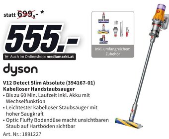 Media Markt dyson V12 Detect Slim Absolute (394167-01) Kabelloser Handstaubsauger Angebot