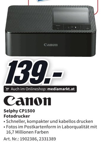 Media Markt Canon Selphy CP1500 Fotodrucker Angebot
