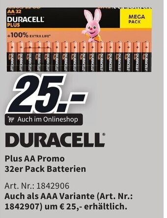 Media Markt DURACELL Plus AA Promo 32er Pack Batterien Angebot
