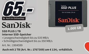 Media Markt SanDisk SSD PLUS 1 TB Interner SSD-Speicher Angebot