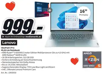 Media Markt Lenovo IdeaPad 5 Pro 40,64 cm Notebook Angebot