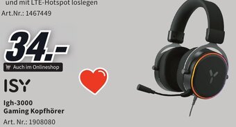 Media Markt ISY Igh-3000 Gaming Kopfhörer Angebot