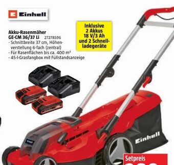 Bauhaus Akku-rasenmäher ge-cm 36-37 li Angebot