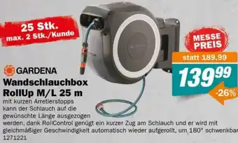 Let's Do It Baumarkt GARDENA Wandschlauchbox RollUp M/L 25 m mit kurzen Arretierstopps kann der Schlauch auf die gewünschte Länge ausgezogen Angebot