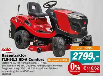 Let's Do It Baumarkt solo Rasentraktor T15-93.3 HD-A Comfort Motor: AL-KO Pro 450, Leistung: 7,7 kW, Schnittbreite: 93 cm, Getriebe: Hydrostatisch Angebot