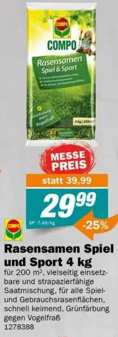 Let's Do It Baumarkt Rasensamen Spiel und Sport 4 kg Angebot