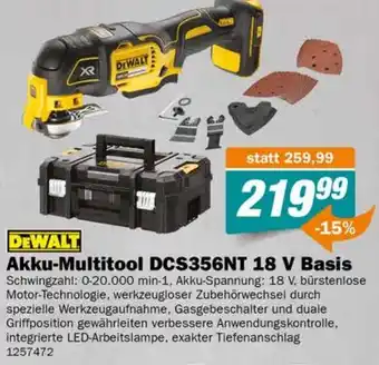 Let's Do It Baumarkt DEWALT Akku-Multitool DCS356NT 18 V Basis Schwingzahl: 0-20.000 min-1, Akku-Spannung: 18 V, bürstenlose Motor-Technologie, Angebot