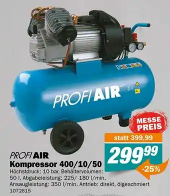 Let's Do It Baumarkt PROFI AIR Kompressor 400/10/50 Angebot