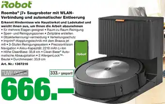 EP Robot Roomba® j7+ Saugroboter mit WLAN-Verbindung und automatischer Entleerung Erkennt Hindernisse wie Haustierkot und Angebot
