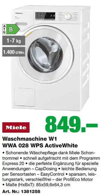 EP Miele Waschmaschine W1 WWA 028 WPS ActiveWhite Angebot