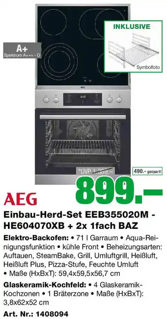 EP AEG Einbau-Herd-Set EEB355020M - HE604070XB + 2x 1fach BAZ Angebot