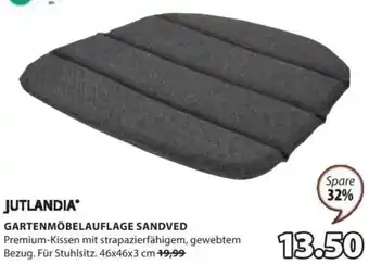 JYSK JUTLANDIA* GARTENMÖBELAUFLAGE SANDVED Premium-Kissen mit strapazierfähigem, gewebtem Bezug. Für Stuhlsitz. 46x46x3 cm 49,99 Angebot
