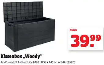 Kissenbox ,,Woody" Aus Kunststoff. Anthrazit. Ca. B 120 x H 58 x T 45 cm. Art.-Nr. 695926