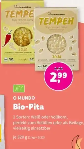 Denn's Biomarkt O MUNDO Bio-Pita 2 Sorten: Weiß oder Vollkorn, Angebot