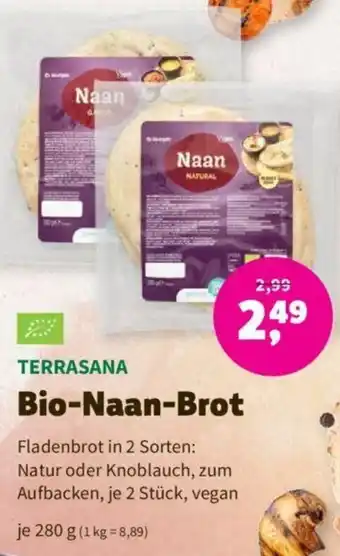 Denn's Biomarkt TERRASANA Bio-Naan-Brot je 280 Angebot